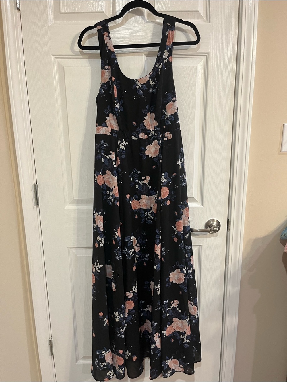 torrid Black Maxi Dress with Pink & Blue Floral Print